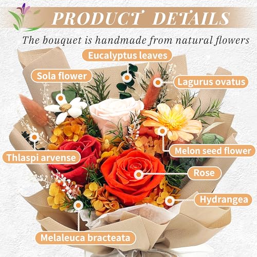 Handmade Preserved Rose Bouquet in Luxury Gift Box - Everlasting Flowers