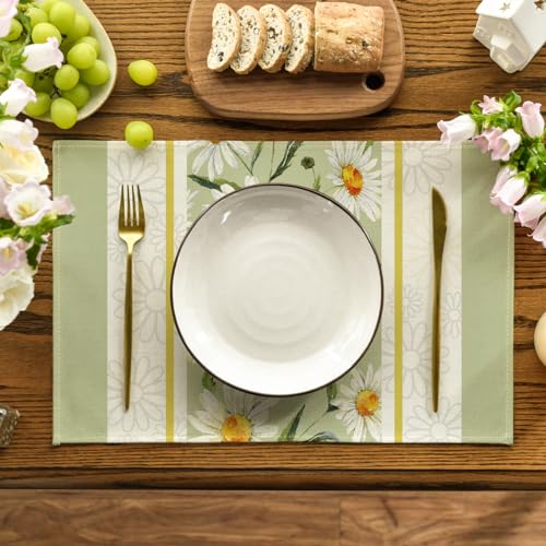 Artoid Mode Eucalyptus Leaves Daisy Vase Placemats for Dining Table,