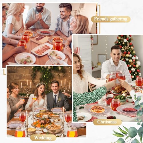 Havawish 72-Piece Clear Hammered Plates & Diamond Cups Set for 24