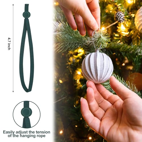 Adjustable Christmas Ornament Hooks with Elastic Cord - 24 Pack (Green)