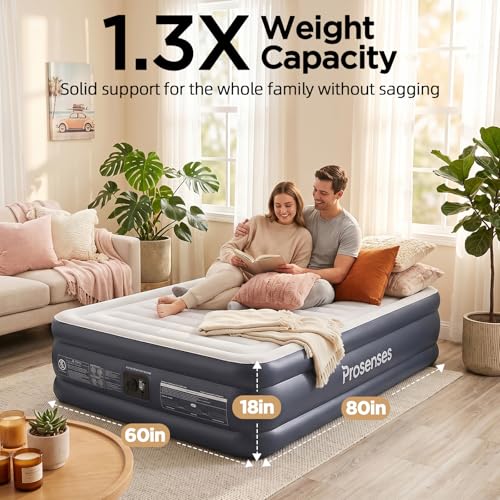 Queen Air Mattress with Built-in Pump - 18-Inch Elevated Inflatable Guest Bed