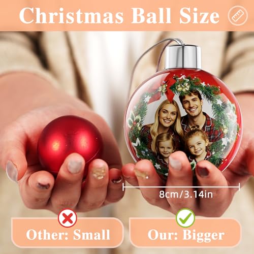 Bemaystar Personalized Photo Christmas Ornaments 2025 - Custom Xmas Ball, 1-Photo Variation