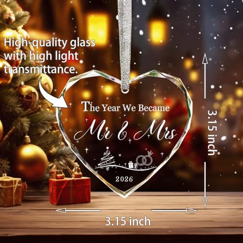 2026 First Christmas Married Crystal Glass Ornament for Couples