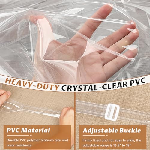 Clear Dining Chair Covers - 4 Pack, 17"D x 18"W x 4"H, Waterproof & Stain Resistant