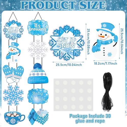 Christmas Porch Sign Set Blue Snowflake Winter Welcome Banner - Variation of Winter Snowflake