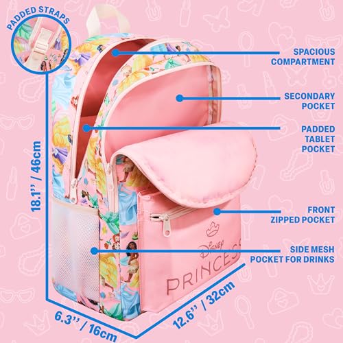 Kids 18-Inch Character School Backpack with Padded Straps and Multiple Pockets