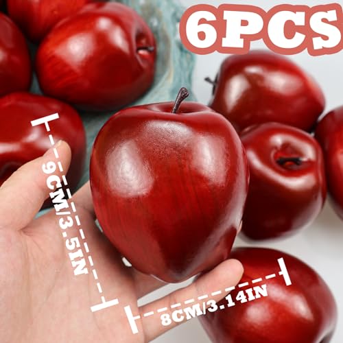 Artificial Red Apples - Foam Decorative Fruits (6 Pcs)