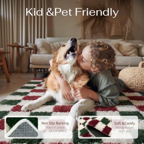 PureCozy Christmas Area Rug 9x12 Plush Shag Carpet for Living Room