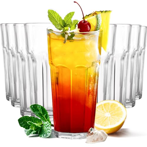 Etolies 16oz Highball Glass Set of 9 - Durable Cocktail & Beverage Glassware