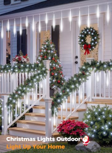 Brightown Outdoor Christmas Icicle Lights White 360 LED, 16 Inch, 10 Tubes