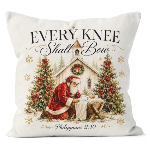 WNAGT Christmas Nativity Santa Pillow Cover 18x18 U Pillow Covers