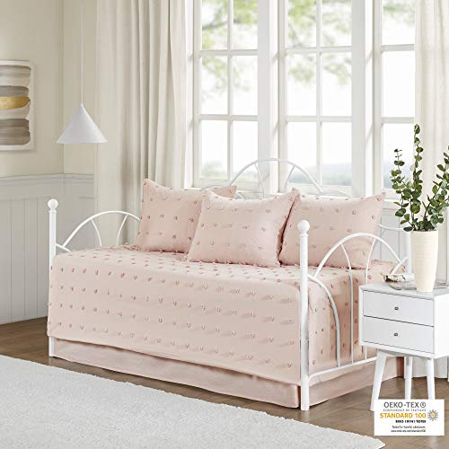 Cotton Daybed Cover Set - Pink Jacquard Tufted Chenille, 5 Piece