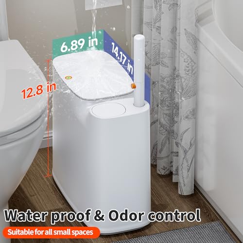 3 in 1 Bathroom Trash Can with Toilet Brush and 36 Refills
