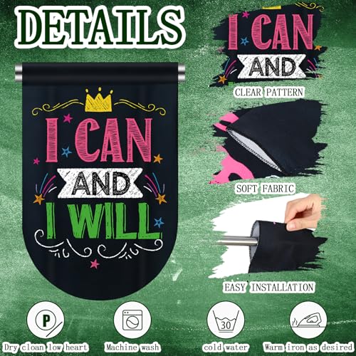 8 Pcs Motivational Classroom Curtains, Growth Mindset Window Panels 36x24