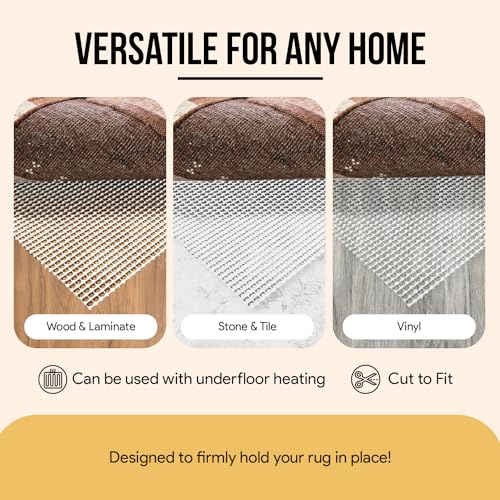 Non-Slip Area Rug Pad 4x6 Feet - Anti-Slip Grip for Hardwood Floors