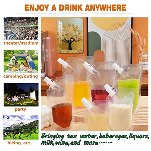 12Pcs Reusable Plastic Flasks Set with Funnel - 8OZ, 16OZ, 32OZ Food Grade Leak-Proof Drink Pouches