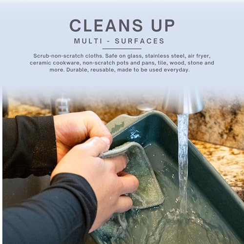 Reusable Bamboo Dishcloths - Non-Scratch Kitchen Scrub Rags, 6 Pack