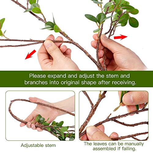 43-Inch Artificial Ficus Branches, 6-Piece Faux Greenery Stems for Vase