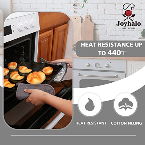 Heat Resistant Pot Holders Set of 4 - Grey Quilted Hot Pads for Kitchen