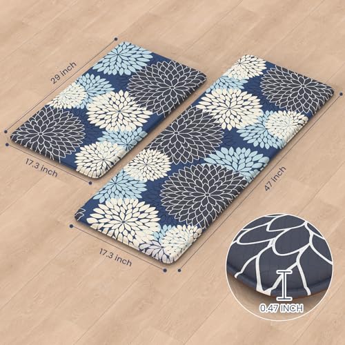 2-Piece Anti-Fatigue Kitchen Mat Set, Cushioned Waterproof Standing Floor Rugs