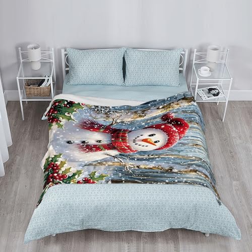 Snowmolle Cute Snowman Throw Blanket 50x60 Inch for Couch & Home Decor