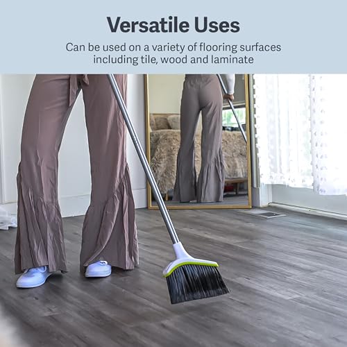 2-Piece Angled Broom and Dustpan Set - 44-Inch Long Handle Sweeper