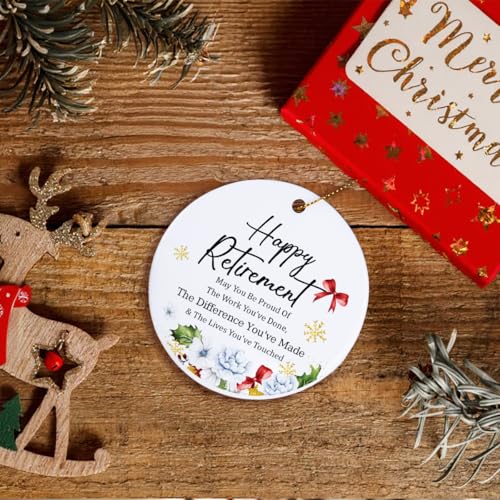 May You Be Proud of the Work Retirement Gift Ornament - Inspirational Christmas Ceramic Hanging Ornament with Golden Ribbon (Ruvoty)