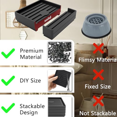 Heavy Duty Bed Risers - Set of 8, Adjustable Height 0.5-2 inch