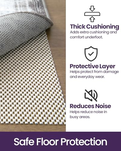 Non-Slip Rug Pad for Hardwood and Tile Floors, 3x8 Thick Cushioned Padding