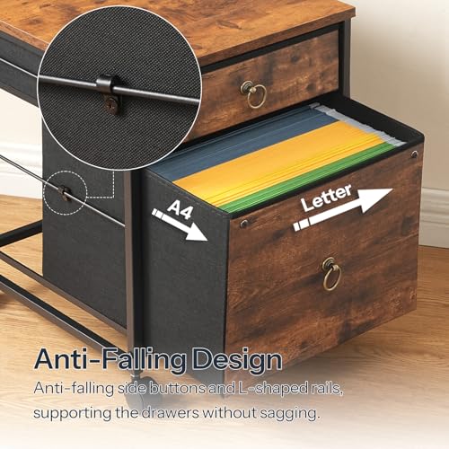 2-Drawer Mobile File Cabinet with Printer Stand, Industrial Office Storage