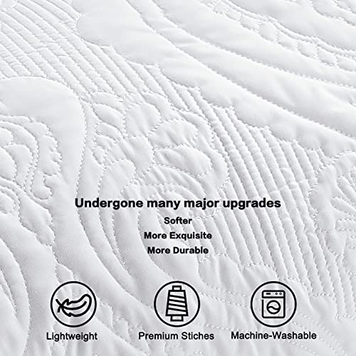 Quilted Pillow Shams Set of 2 - Standard Size 20x26 Inch White Pillow Covers
