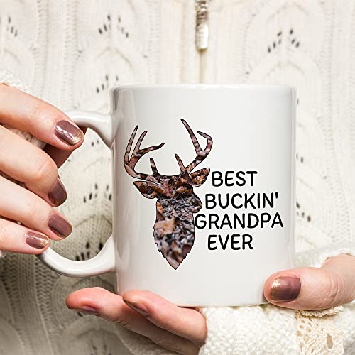 Best Buckin Grandpa Ever Coffee Mug - Funny Father's Day Gift, 11oz Ceramic Tea Cup