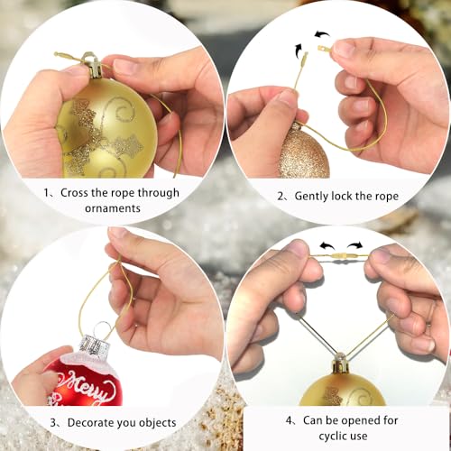 100 Pcs Gold Christmas Ornament Hangers with Snap Fasteners