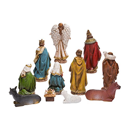 Christmas Nativity Set with 11 Resin Figures - 6 Inch Holiday Decor