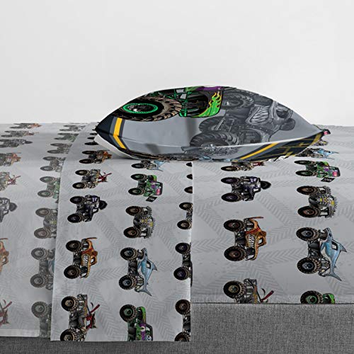 Monster Truck Twin Bedding Set - 4-Piece Reversible Comforter & Sheet Set