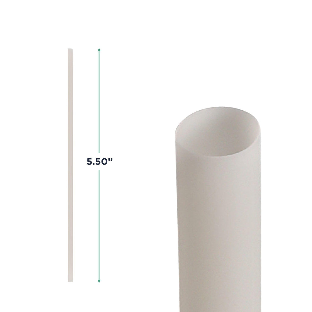 Eco-Products Compostable Plastic Straws, 5.5" Long, 6mm Diameter, Case of 2500, Natural White Disposable Plant Based PHA Plastic, Standard Sized Drinking Straws, ASTM Compliant, BPI-Certified