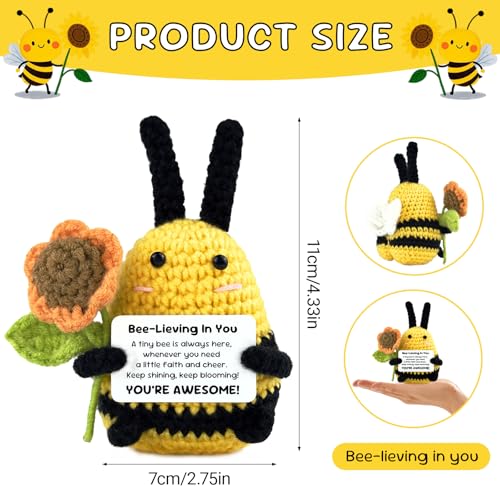 Emotional Support Crochet Bee Doll with Positive Encouragement Card