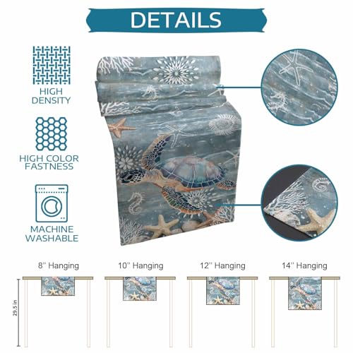 Lsrtoss Beige Blue Coastal Table Runner 13 x 60 Inches Summer Beach Nautical Decor
