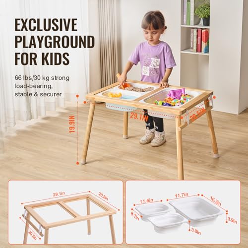 Wooden Sensory Table for Toddlers with Storage Bins and Paper Roll Holder
