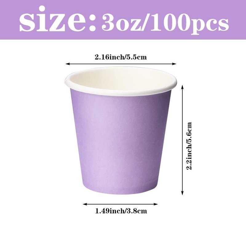 Huaiid 3 Oz 100 Packs Disposable Mouthwash Cups, Bathroom Paper Cups Espresso Cups, Purple Cup for Snack, Bathroom Espresso Perfect for Home Condos Rvs Campers