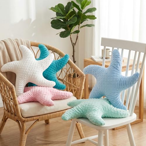 Starfish Decorative Throw Pillow, 20-Inch Plush Coastal Beach Pillow