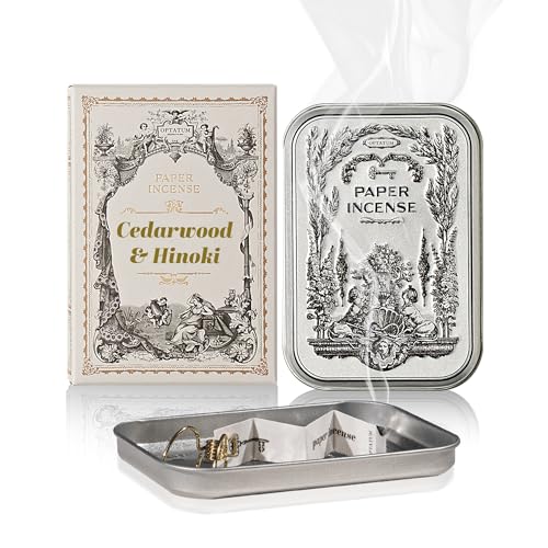 Aromatic Paper Incense with Vintage Tin Case - Cedarwood & Hinoki Scent