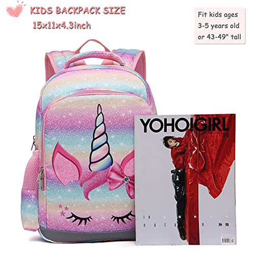 Girls School Backpack and Lunch Bag Set with Chest Strap - Unicorn Design