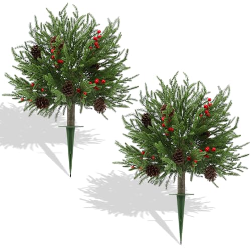Canlierr 2-Pack 24-Inch Artificial Christmas Topiary Ball Trees for Outdoor Decor