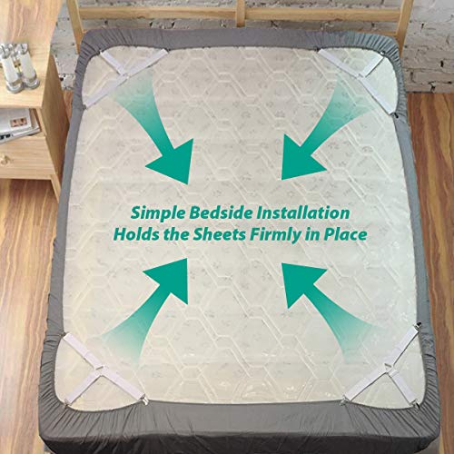Adjustable Bed Sheet Holder Straps - 4 Pack Elastic Mattress Corner Clips