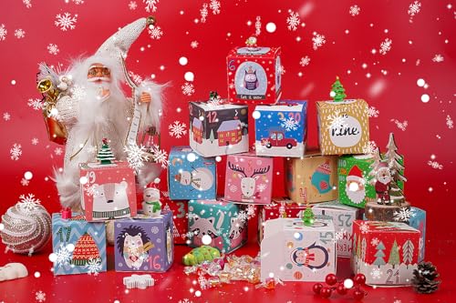 25PCS Christmas Advent Calendar Gift Boxes Set - Holiday Countdown Decorations