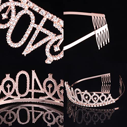 CIEHER 40th Birthday Crown and Sash Set for Women Rhinestone Tiara