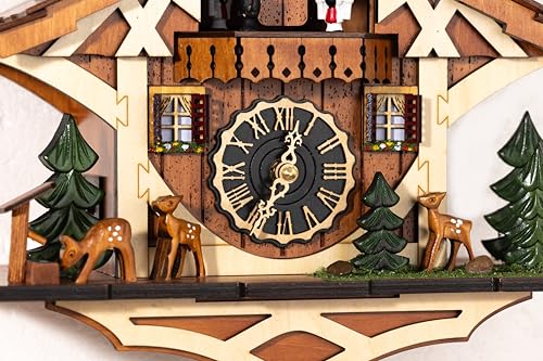 Handmade Wooden Cuckoo Clock with Automatic Night Silence and Volume Control