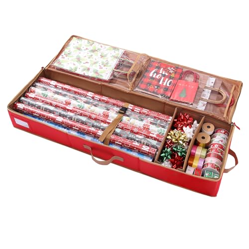 Gift Wrapping Paper Storage Container 600D Oxford Red 42x14