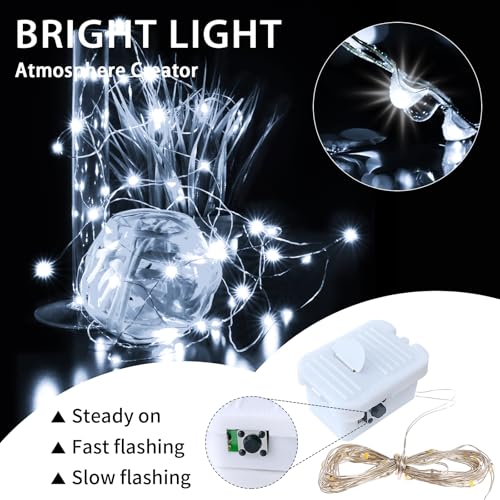 50 Pack White Fairy Lights Battery Operated 7ft 20 LED for Mason Jars & Centerpieces (50, White) Chzk